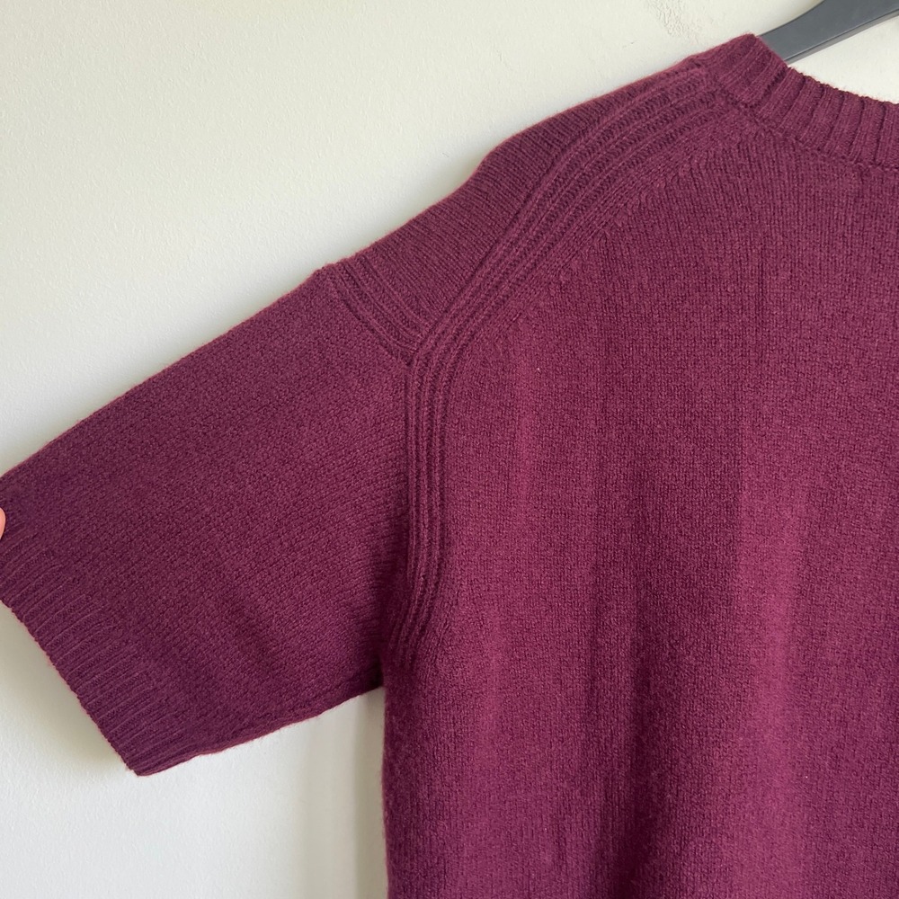 J.Crew Womens Oversized XS Lambswool Short Sleeve Crewneck Sweater Burgundy - Picture 9 of 10